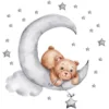 Sticker decorativ pentru copii autoadeziv Ursulet pe luna 62x60 cm