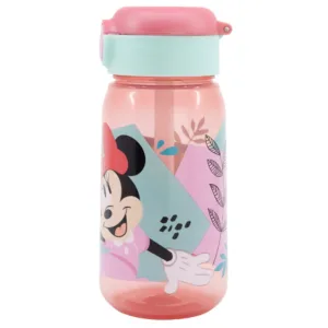 Sticla din plastic cu pai si capac automat 510 ml Minnie Mouse 3 ani+