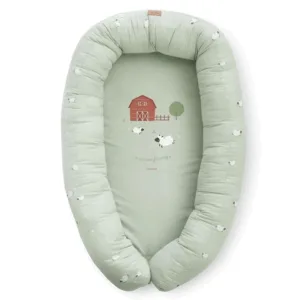 Suport de dormit Babynest 2 in 1 din bumbac Funny Farm 95x65x18 cm