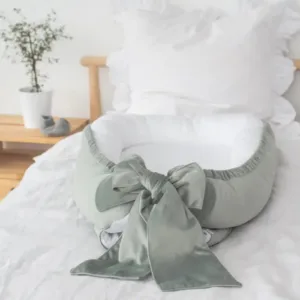 Suport de dormit Babynest Premium Bumbac Organic 80x50 cm Catifea Mint cu Funda