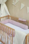 Suport de dormit babynest 2 in 1 bara protectie patut premium bumbac brodat roz by BabyLy 85x50 cm