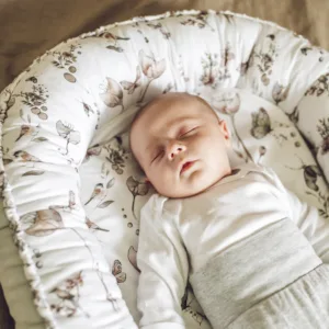 Suport de dormit by BabySteps Babynest Premium bumbac si catifea 70x35 cm Nature Soft Grey