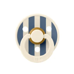 Suzeta Bibs Colour Studio Collection Stripe Latex tetina rotunda 0 luni + IvorySteel Blue