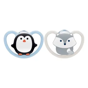 Suzeta Nuk Space silicon M1 Pinguin 0-6 luni 2 bucati set