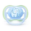 Suzeta ortodontica cu tetina de silicon Avent Ultra Air 0-6 luni Elefant Albastru