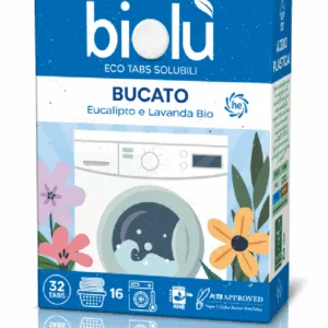 Tablete pentru masina de spalat rufe cu eucalipt si lavanda ecologice 32 bucati 76g Biolu