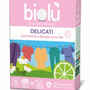 Tablete pentru masina de spalat rufe delicate cu musetel si bergamota ecologice 16 bucati 38g Biolu