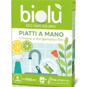 Tablete pentru spalat vase manual cu lamaie si bergamota ecologice 6 bucati 14.25g Biolu
