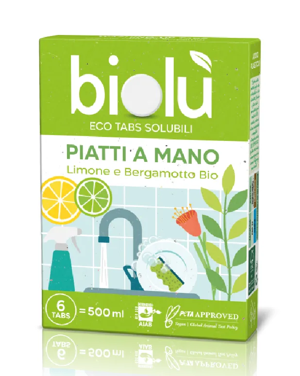 Tablete pentru spalat vase manual cu lamaie si bergamota ecologice 6 bucati 14.25g Biolu