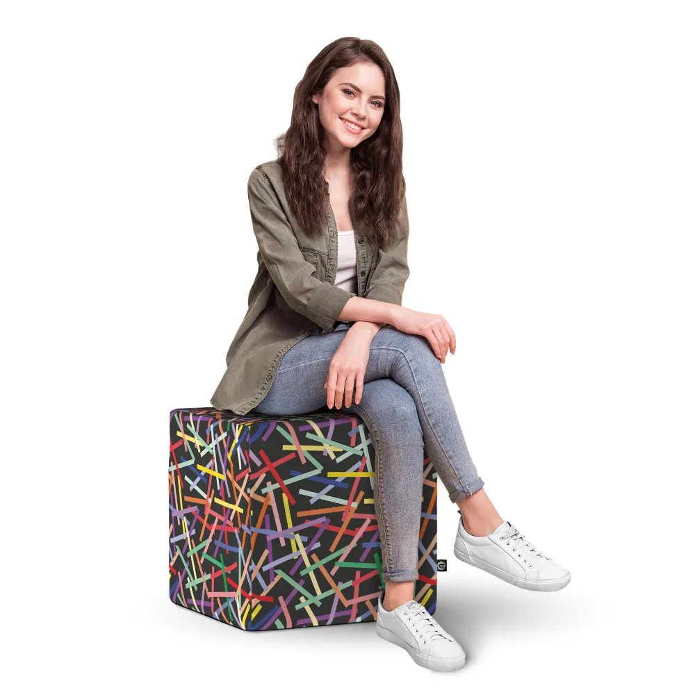 Taburet Updeco cub XL Confetti fundal negru