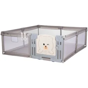 Tarc de joaca Chipolino Amico Beige 200x180 cm cu usa si 2 inele ajutatoare