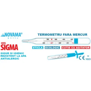 Termometru clasic din sticla Novama White Sigma ecologic cu Galinstan fara mercur