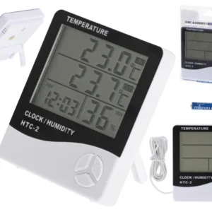 Termometru si higrometru digital cu ceas si alarma HTC-2