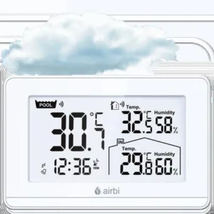 Termometru si higrometru digital de camera cu senzori wireless pentru exterior si pentru apa din piscina