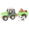 Tractor din lemn cu remorca si animale Felyx Toys