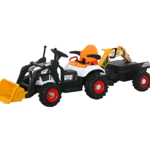 Tractor electric cu remorca si 2 cupe pentru copii Nichiduta Digger Scorpion Yellow 12V