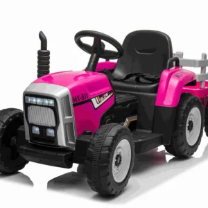 Tractor electric pentru copii Nichiduta Farmer Pink 12V 60W cu remorca detasabila