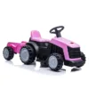 Tractor electric pentru copii Nichiduta XXL 6V 25W cu remorca Pink cu roti late si rezistente