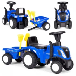 Tractor fara pedale New Holland cu remorca pentru copii 658T Albastru