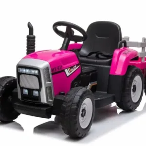 Tractoras electric Kinderauto BJ611 60W 12V cu remorca si telecomanda  Red Rose