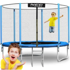 Trambulina de gradina pentru copii Neo-Sport Albastru 312cm 10FT cu Scara si Plasa exterioara