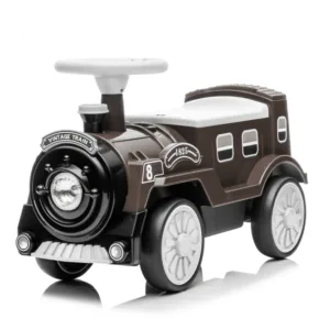 Trenulet fara pedale pentru copii Nichiduta Vintage Train Brown cu spatiu de depozitare sub scaun