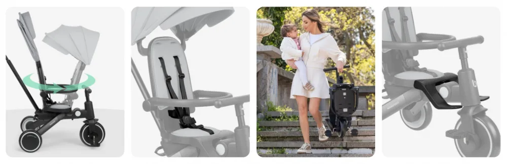 Tricicleta 8in1 pentru copii KikkaBoo Trix 2 Mint ultrapliabila