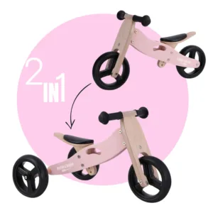 Tricicleta copii fara pedale Free2Move din lemn Pink