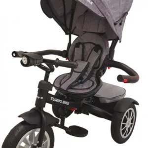 Tricicleta pentru copii Baby Care Turbo Bike Gri Jeans cu Far luminos