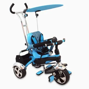 Tricicleta pentru copii Baby Mix GR01 Blue cu maner pentru controlul directiei