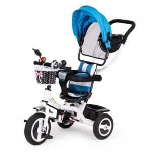 Tricicleta pentru copii Ecotoys Jm-066-9l Albastru cu roti din cauciuc gonflabil