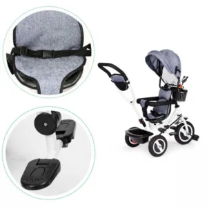 Tricicleta pentru copii Ecotoys Jm-066-9l Gri cu roti din cauciuc gonflabil