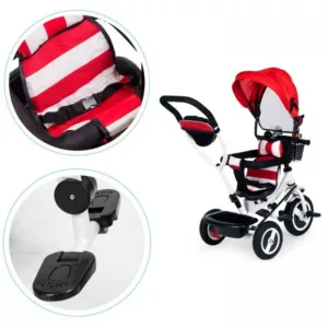 Tricicleta pentru copii Ecotoys Jm-066-9l Rosu cu roti din cauciuc gonflabil