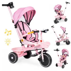 Tricicleta pentru copii Ecotoys WQL-066-18 Roz 2 in 1