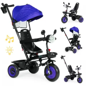 Tricicleta pentru copii Ecotoys WQL-066-51 Albastru 3 in 1 cu scaun rotativ 360