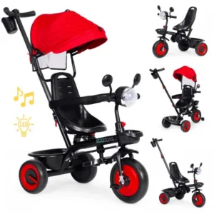 Tricicleta pentru copii Ecotoys WQL-066-51 Rosu 3 in 1 cu scaun rotativ 360