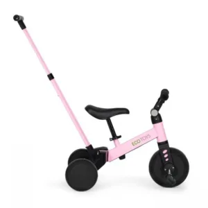 Tricicleta pentru copii Ecotoys YM-BT-6 Roz cu pedale si maner 2 in 1