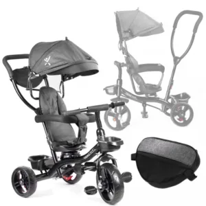 Tricicleta pentru copii Ikonka Trike Fix Lite Grey cu scaun rotativ 360