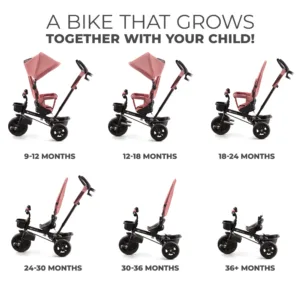 Tricicleta pentru copii Kinderkraft Aveo Rose Pink de la 9 luni
