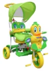 Tricicleta pentru copii MRamiz Ratusca Verde cu suport pentru picioare