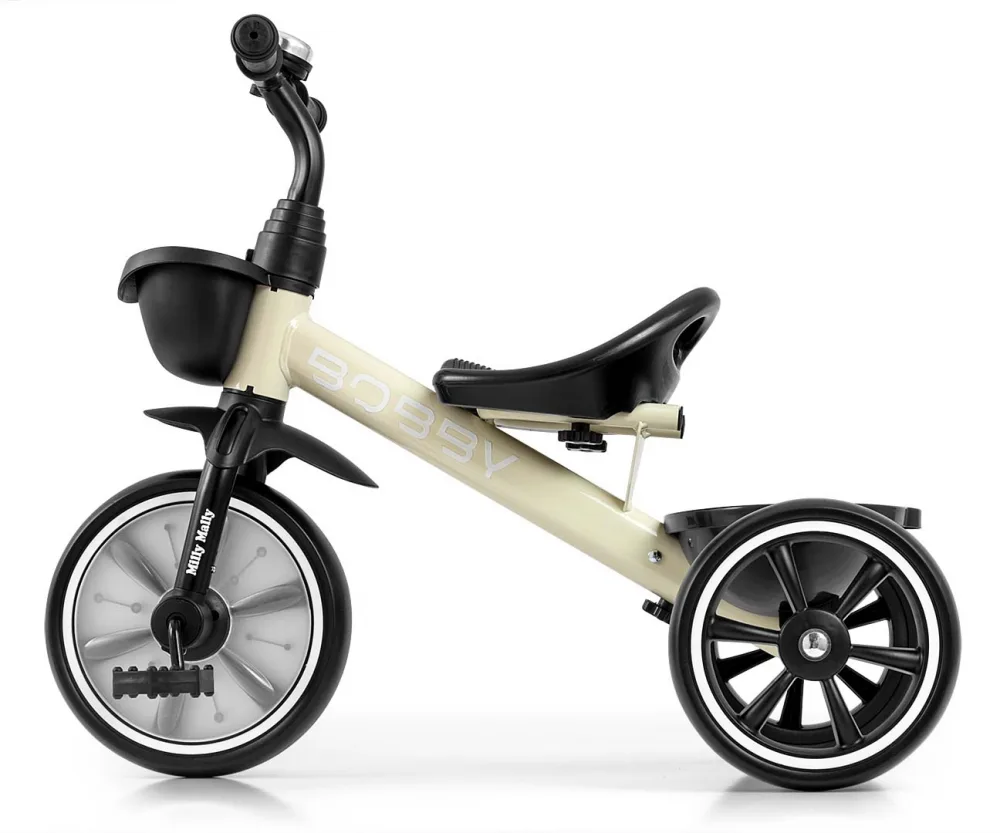 Tricicleta pentru copii Milly Mally Bobby Beige cu cadru robust din otel