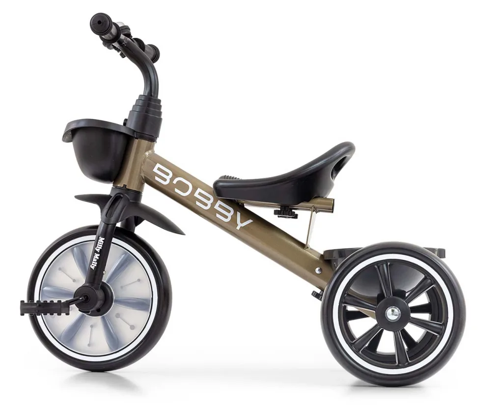 Tricicleta pentru copii Milly Mally Bobby Golden cu cadru robust din otel