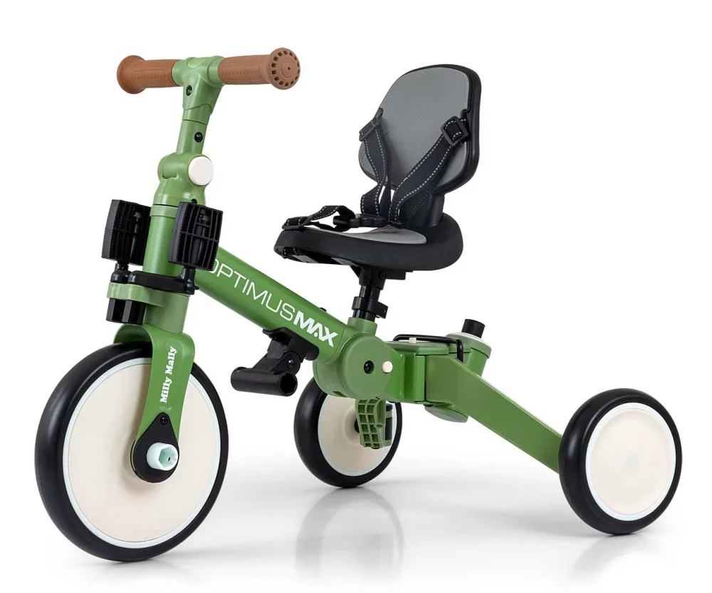 Tricicleta pentru copii Milly Mally Optimus Max Green 5 in 1 reglabila