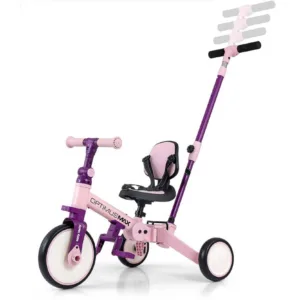 Tricicleta pentru copii Milly Mally Optimus Max Pink 5 in 1 reglabila