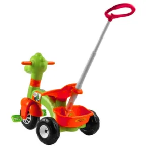 Tricicleta pentru copii Pilsan Dino RedGreen cu maner reglabil pe inaltime