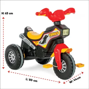 Tricicleta pentru copii Pilsan Dolphin Black cu pedale si spatiu de depozitare