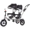 Tricicleta pentru copii gemeni Chipolino 2Play Obsidian Silver cu maner