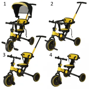 Tricicleta pentru copiii Ikonka Trike Fix V4 NegruGalben ultrapliabila