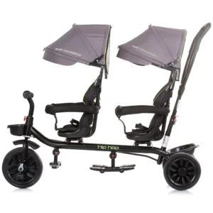 Tricicleta pentru gemeni Chipolino Hip Hop Graphite cu sezut rotativ 360 grade