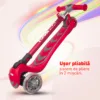 Trotineta copii 4Glow cu lumini LED pliabila reglabila Rosie 3 - 8 ani